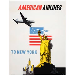 Original Vintage Travel Poster by Kauffer Advertising American Airlines New York