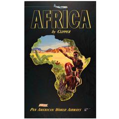Original Retro Travel Advertising Poster: Africa By Clipper - Pan American PAA