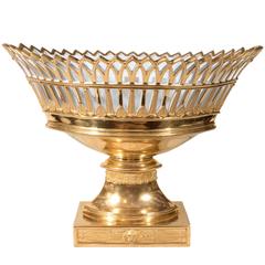 Antique French Porcelain Gilded Basket