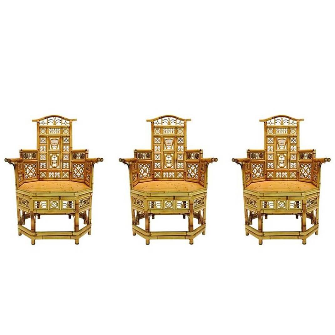 Bamboo Chinoiserie Armchair - Pair