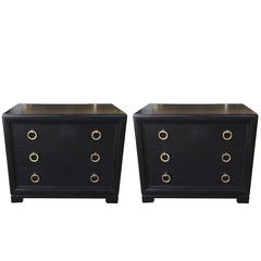 Pair of Black Lacquered Mid-Century Chests 12