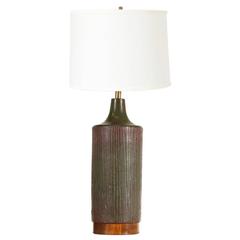 California Olive Green Ceramic Table Lamp by David Cressey
