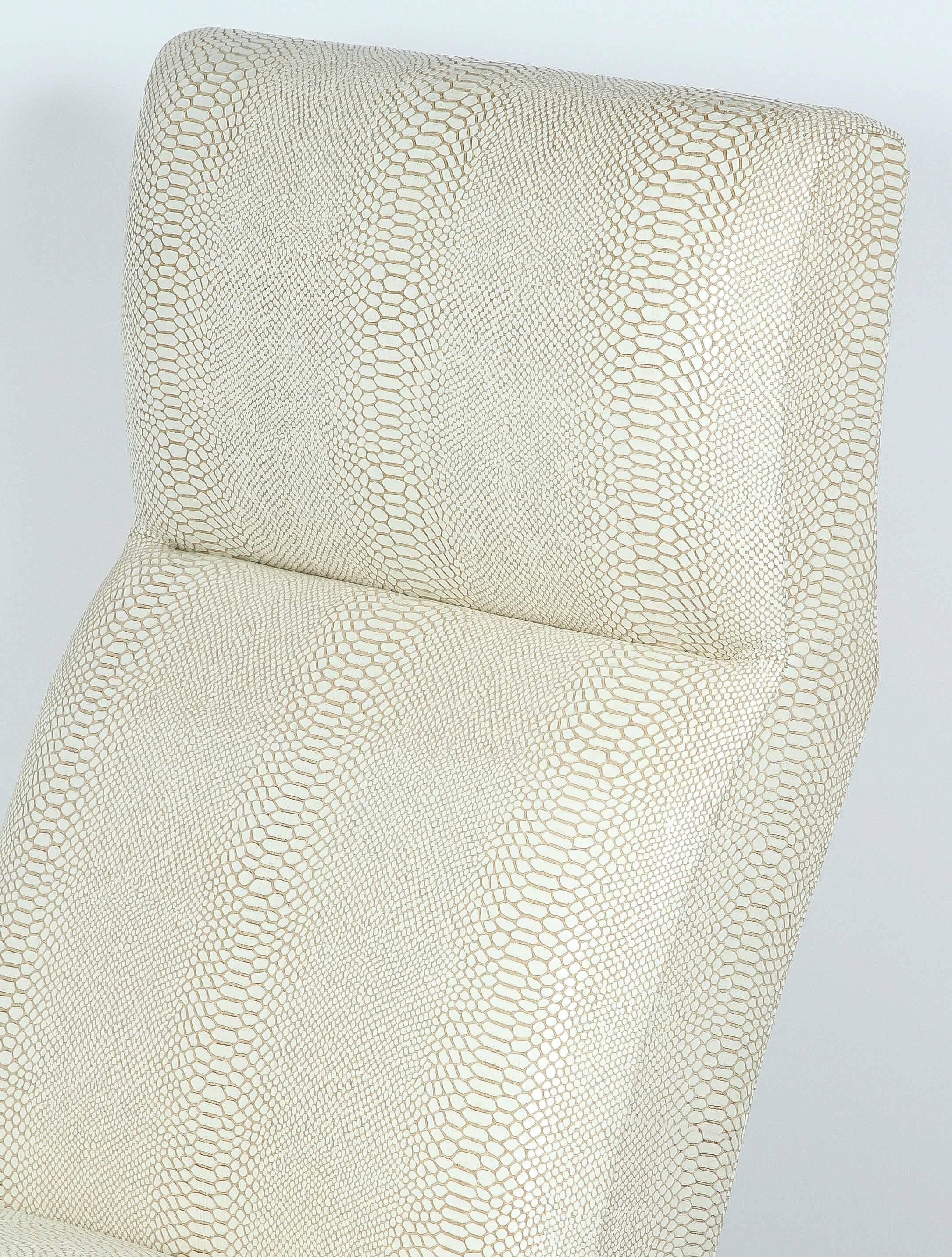 Paul Marra Slipper Chair in Brass with Faux Python For Sale 2