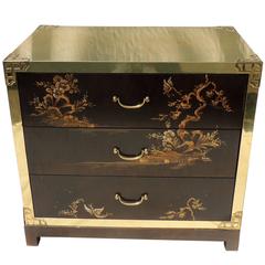 Wonderful Pair of Mid-Century Modern Chinoiserie Bronze Brass End Tables Chests
