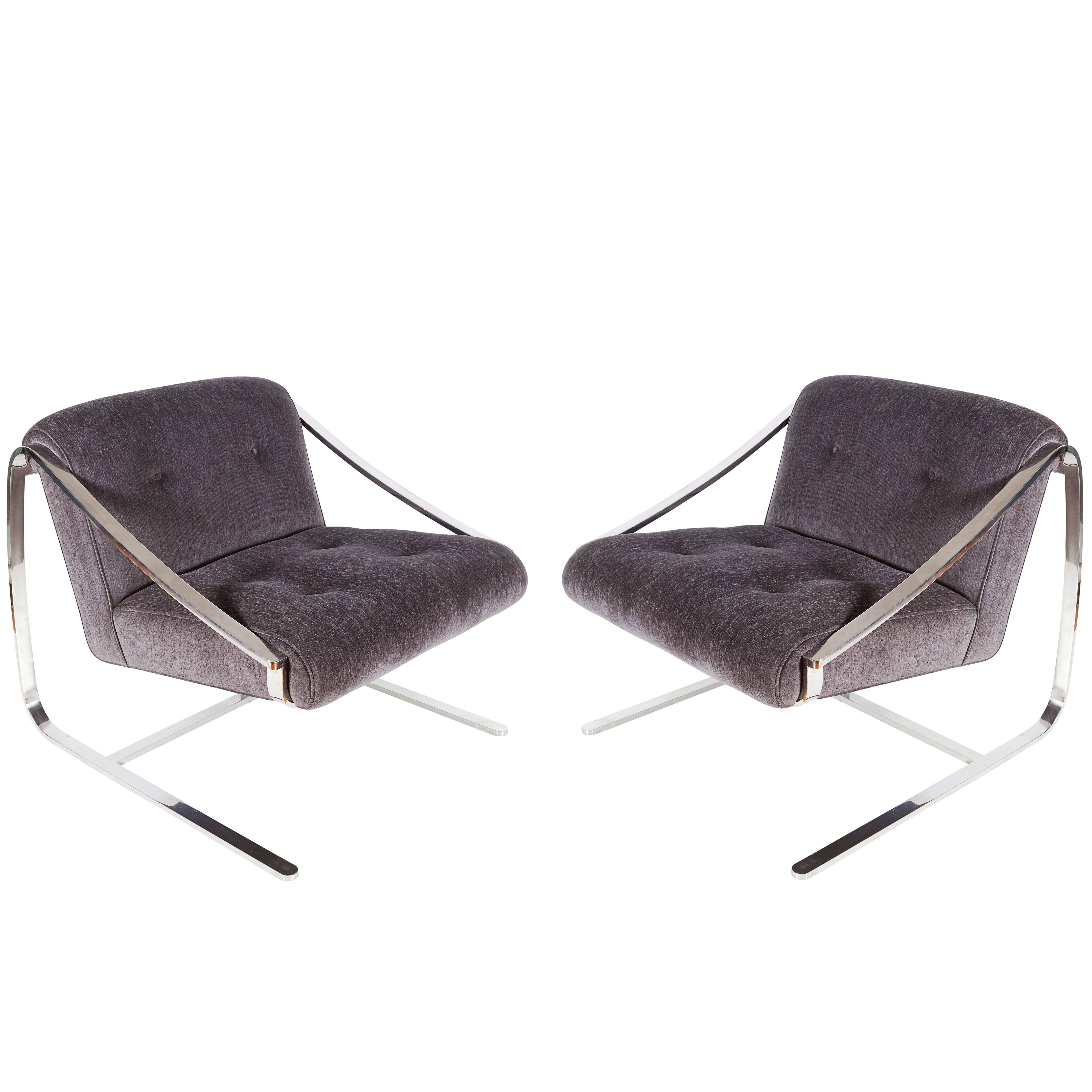 Pair of Brueton 'Plaza' Lounge Chairs by Charles Gibilterra