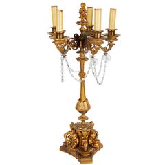 Neoclassical Gilt Bronze Candelabra Lamp