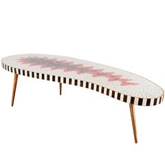 Mosaic Tiled Top Kidney Shaped Coffee Table