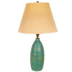 Vintage Lava Glazed Teal Pottery Lamp