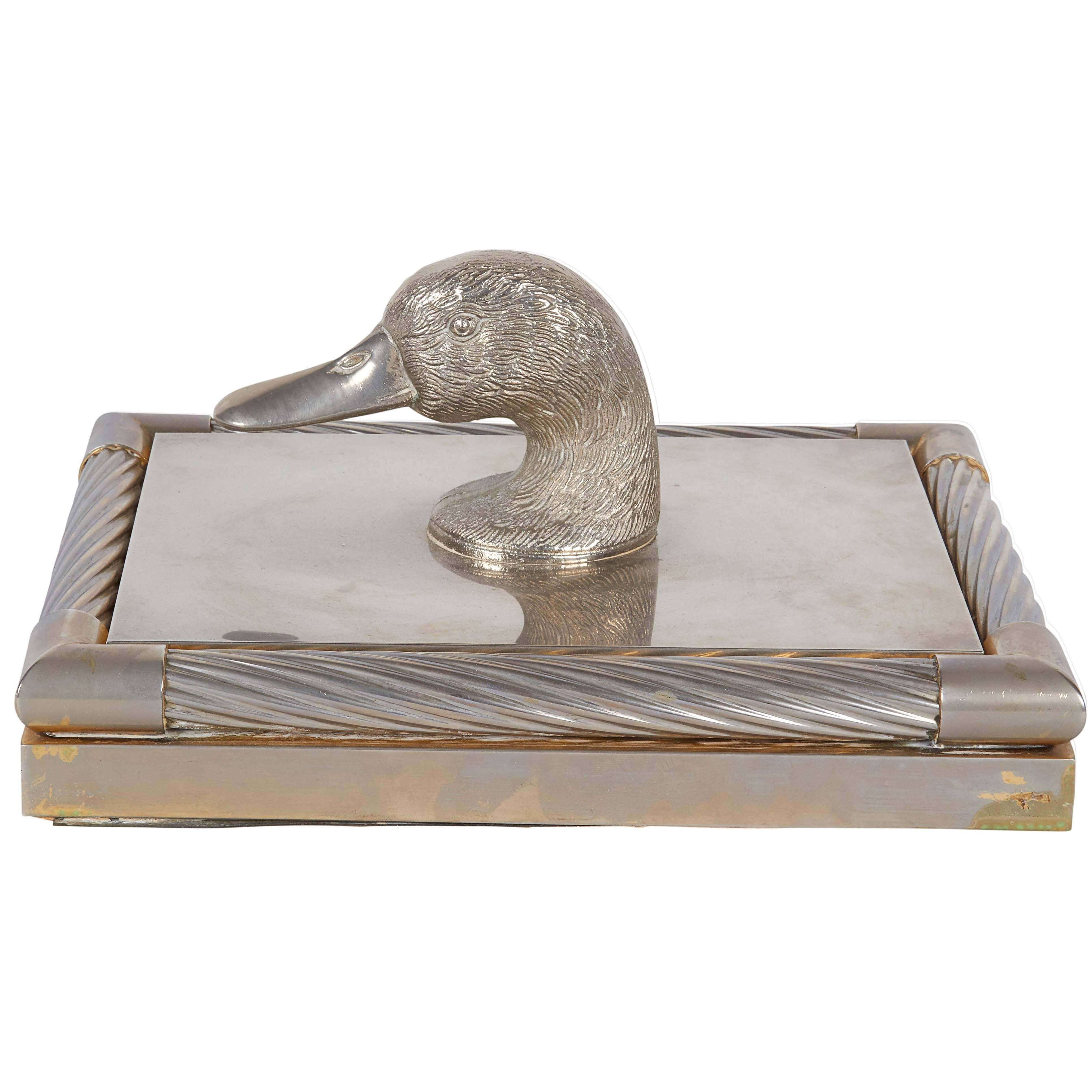Decorative Lidded Box with Duck Finial
