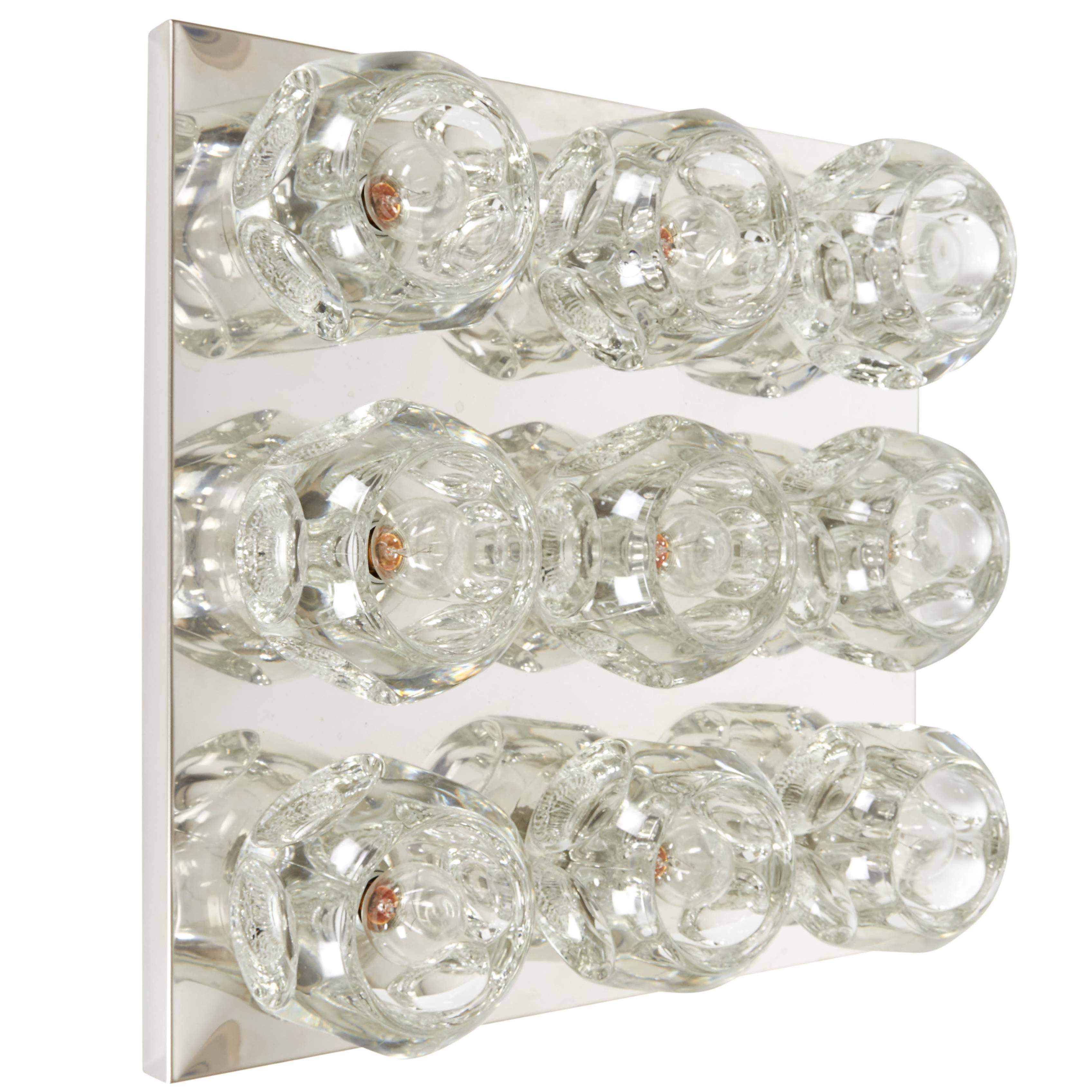 Peill & Putzler Wall and Ceiling Light Fixture in Chrome with Faceted Glass