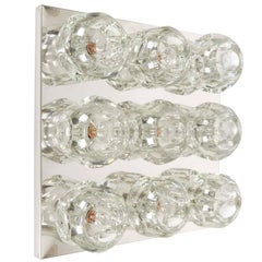 Peill & Putzler Wall and Ceiling Light Fixture in Chrome with Faceted Glass