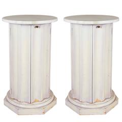Pair of Marble Top Column Side Tables
