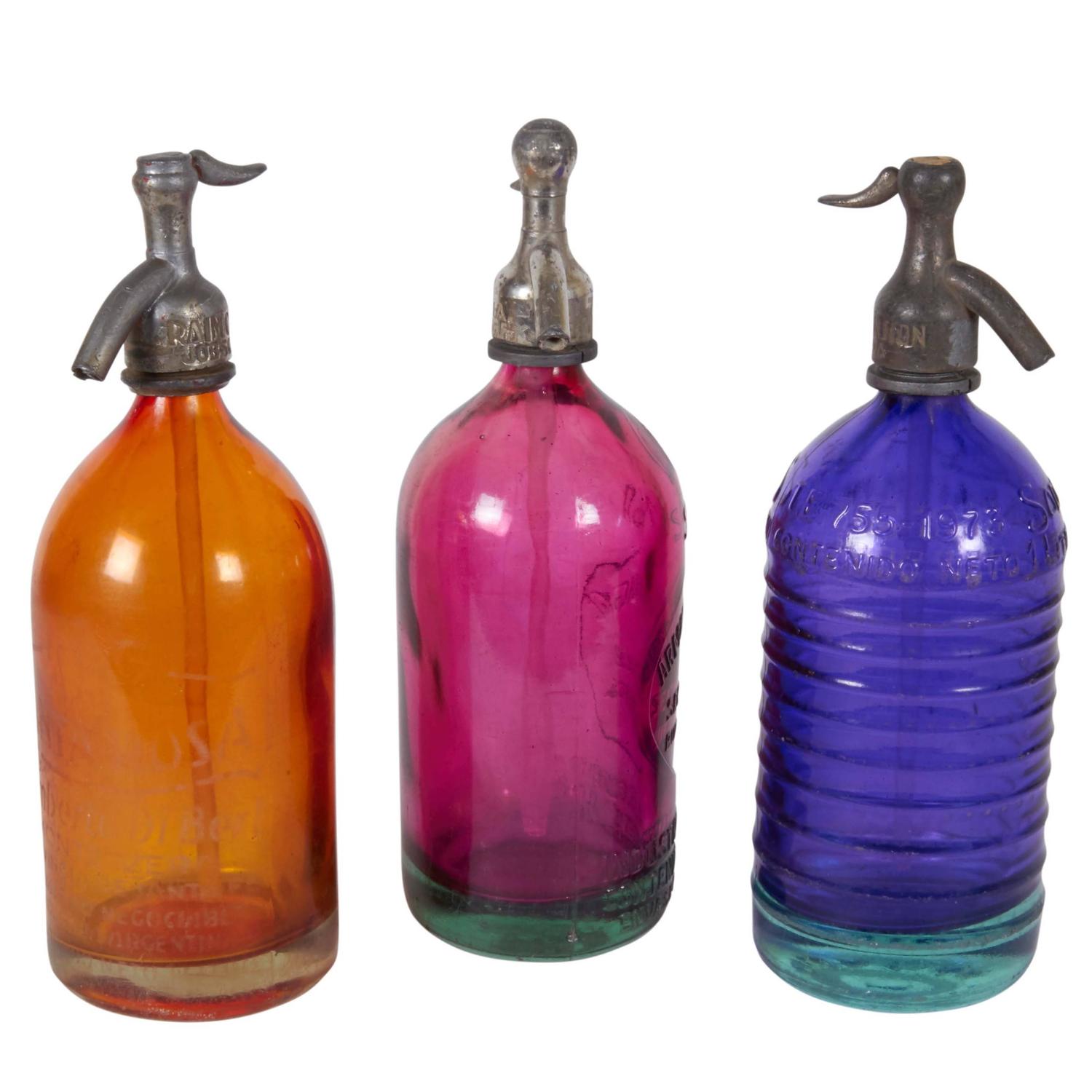 Set of Three Art Deco Argentinian Seltzer Bottles For Sale at 1stdibs