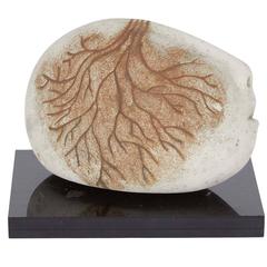 Abstract Ceramic Sculpture of Head, Mounted on Base 12