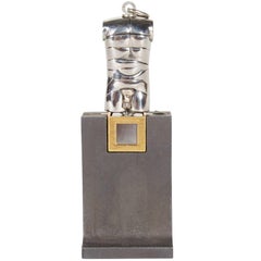 Berrocal Micro David Sculpture Pendant on Rare Original Stand, Italy 1970s