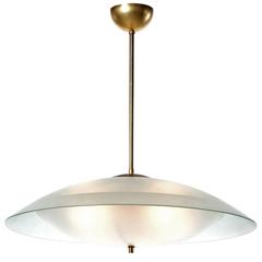 1950s Large Six-Light Satin Glass Pendant attributed to Max Ingrand, Fontana Art 8
