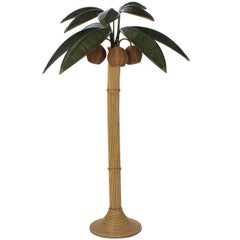 Vintage  Stylized Reed Palm Tree Floor Lamp
