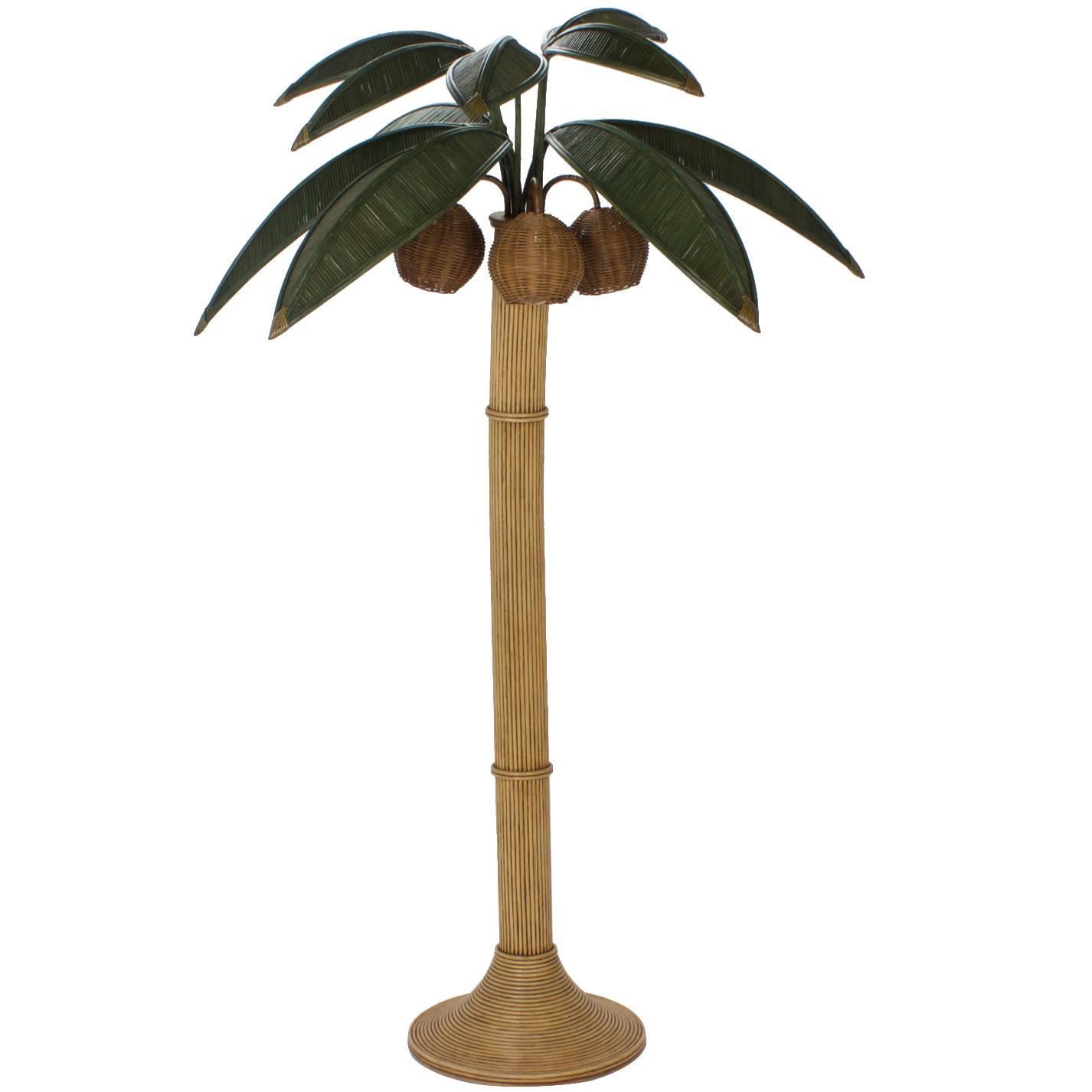Stylized Reed Palm Tree Floor Lamp For Sale at 1stdibs