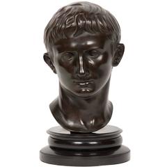 19th Century Bronze Bust of Roman Emperor Augustus