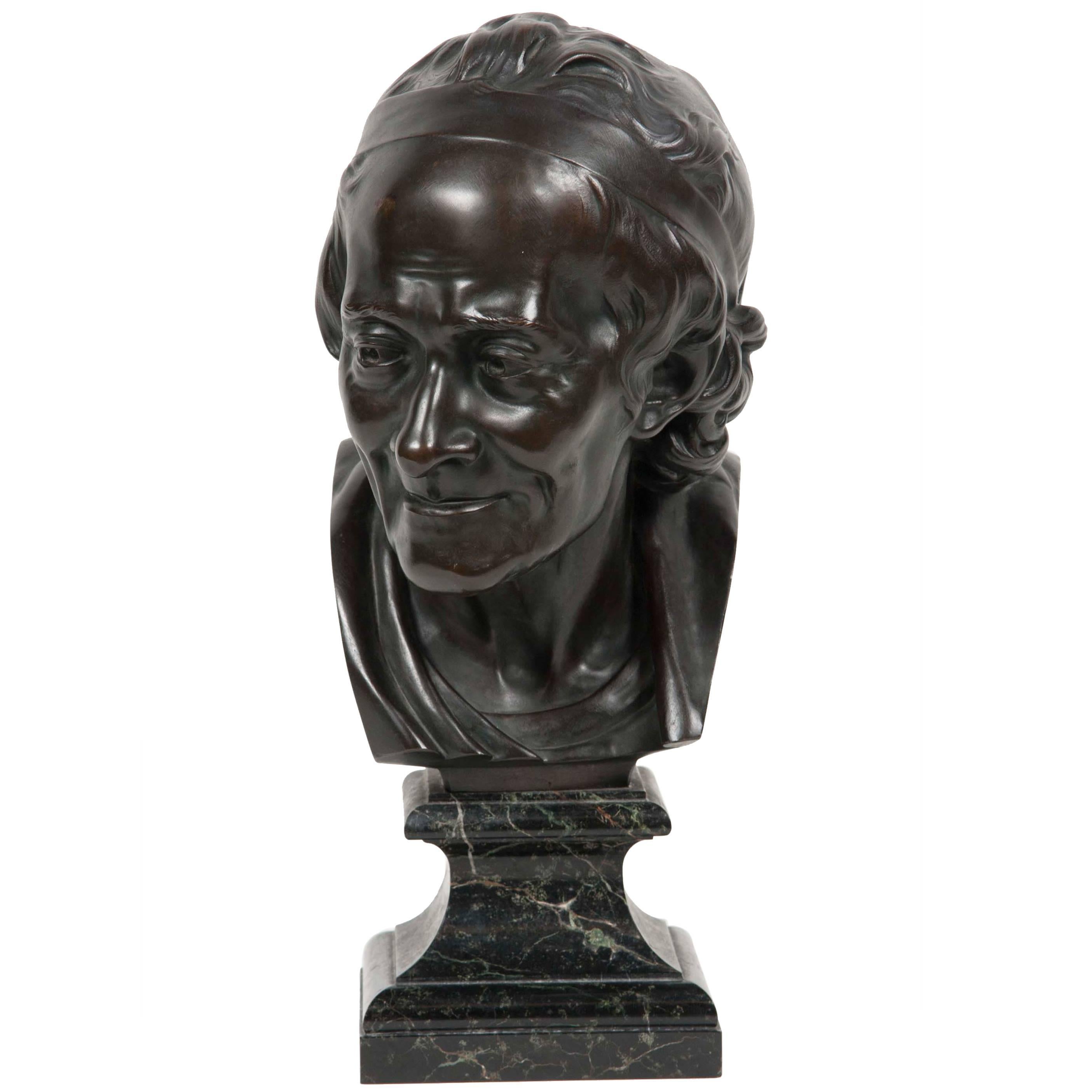 Bronze Bust of Voltaire after Jean Antoine Houdon