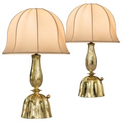 Antique Josef Hoffmann, Wiener Werkestätte, Vienna Secession, Pair Brass Table Lamps