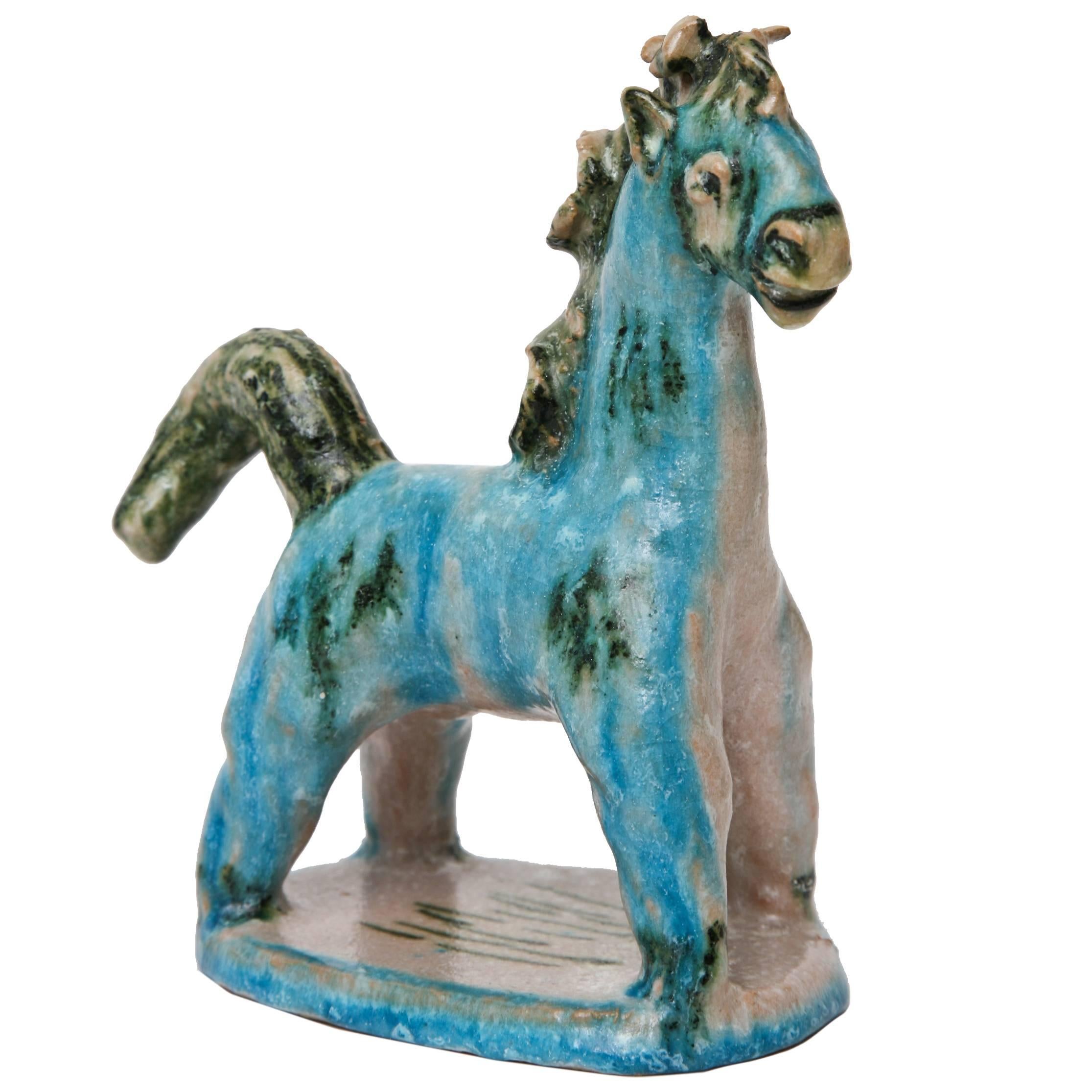 Italian Signed Gambone Glazed Ceramic Horse