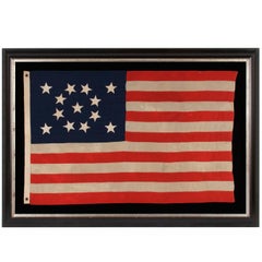 13 Hand-Sewn Stars in a Beautiful Medallion Configuration on a Small-Scale Flag