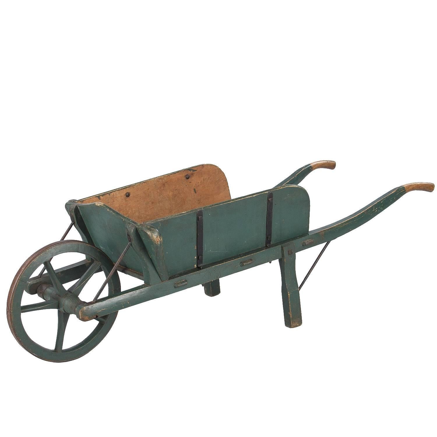 Antique French Painted Wheelbarrow, Early 1900s