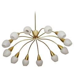 Large Italian 12-Arm Stilnovo Midcentury Sputnik Chandelier Flush Mount 1950s 9