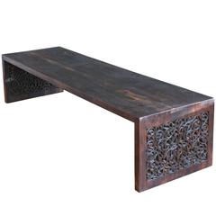 Indian Carved Wood Bench