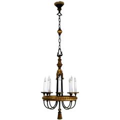 Early 20th Century Brass and Iron Eight-Light Chandelier, circa 1910