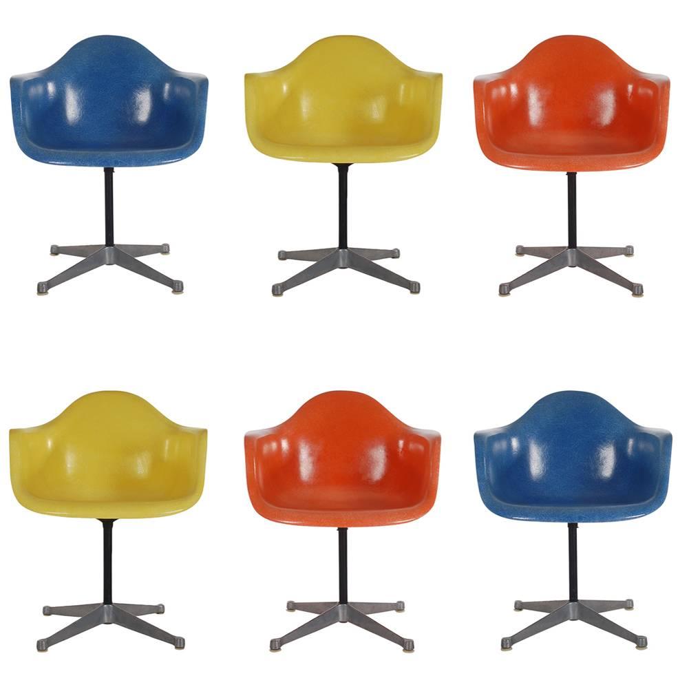 Mid-Century Eames for Herman Miller Fiberglass Dining Chairs in Assorted Colors