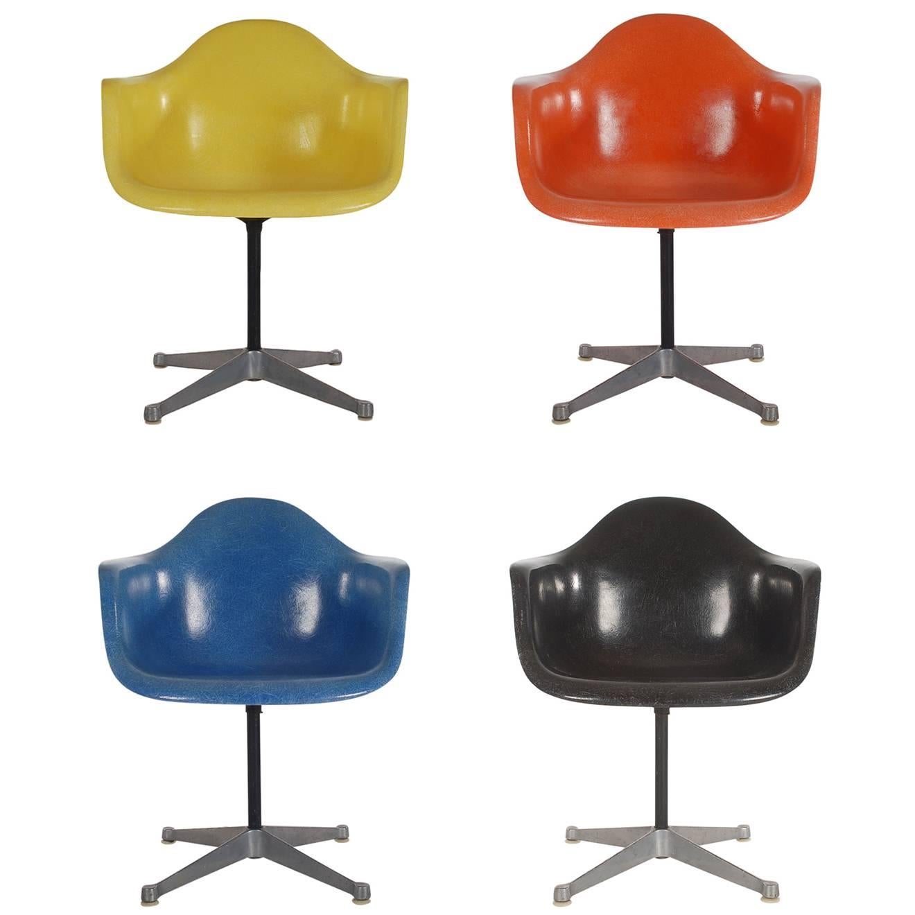 Mid-Century Eames for Herman Miller Fiberglass Dining Chairs in Assorted Colors