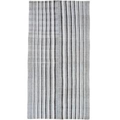 Cotton and Goat Hair Kilim with Vertical Stripes