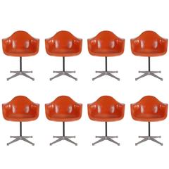 Mid-Century Charles Eames for Herman Miller Fiberglass Dining Chairs in Orange 3
