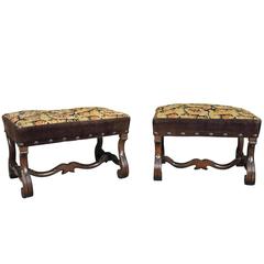 Pair of 19th Century French Louis XIII Style Benches or Stools