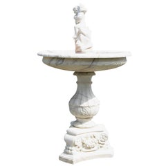 Vintage Marble Fountain with a Cherub, 20th Century