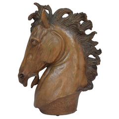 Rare Horse Sculpture, Terracotta, 20th Century