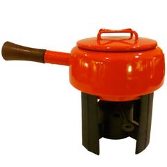 Vintage Danish Modern Red Dansk Fondue Pot Designed by Quistgaard Early Production