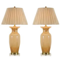 Exquisite Pair of Vintage Large-Scale Pearl Murano Lamps
