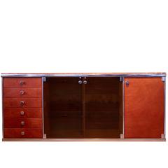 Vintage Alcantara and Marble Credenza by Guido Faleschini for Mariani by Hermes
