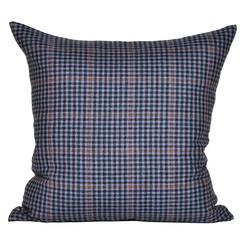 Vintage Navy Blue Orange Donegal Tweed Irish Wool and Irish Linen Cushion Pillow