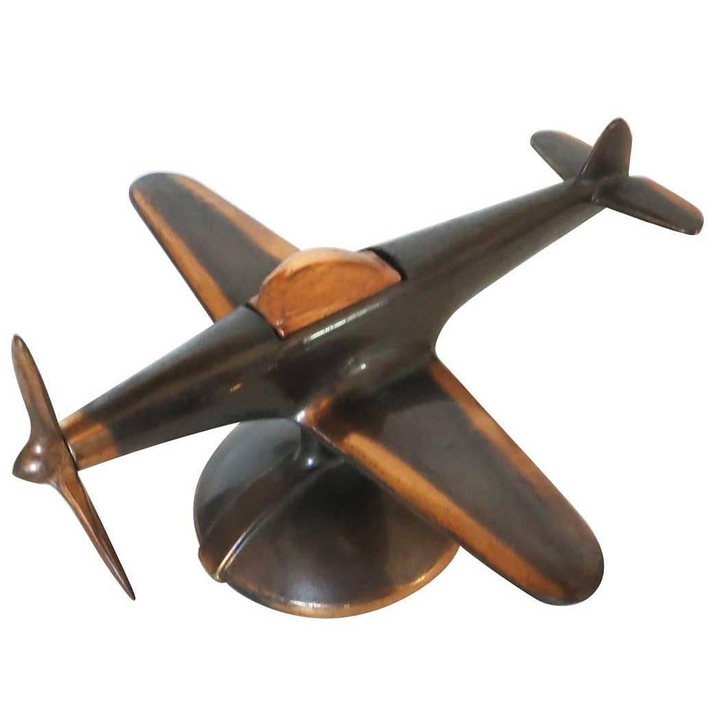 Rare Copper P-51 Mustang II Airplane Table Lighter by Negbaur