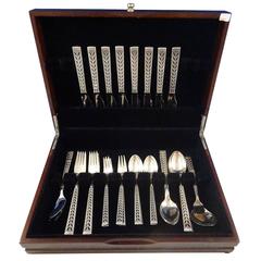 Juvel by Nils Hansen Norway 830 Silver Flatware Set for Service Pierced