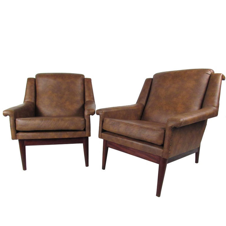 Pair Danish Modern Lounge Chairs For Sale