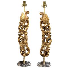 Pair of 19th Century Giltwood Architectural Carvings/Lamps 5