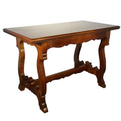18th Century Style Antique Tuscan Walnut Refectory Table with Two Drawers