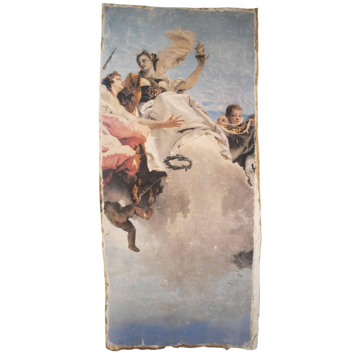 Fresco "Rezzonico" Print on Gessoed Burlap For Sale