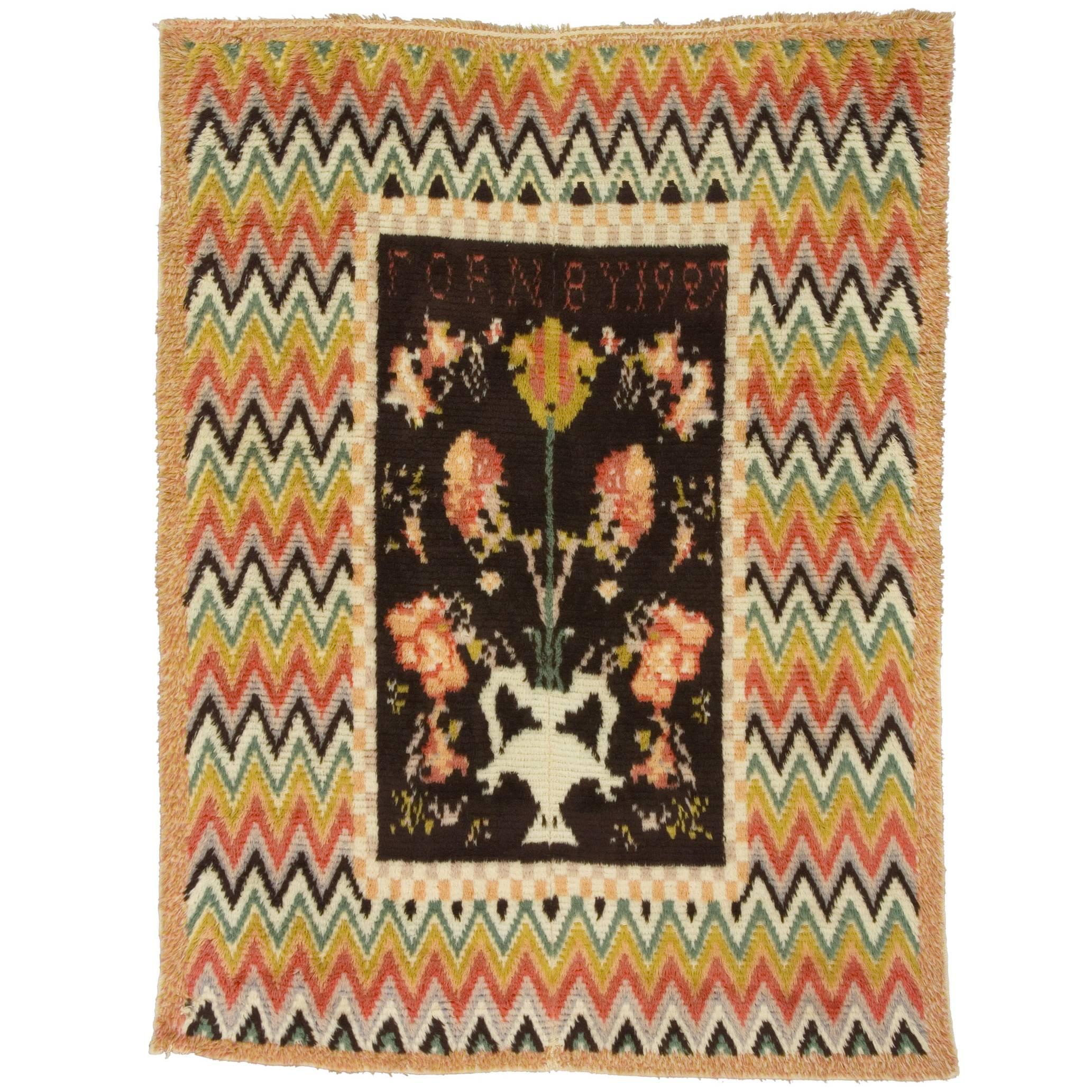 Early 20th Century Swedish Rya Carpet For Sale