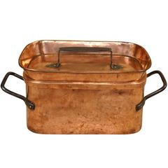Used French 18th Century Lidded Copper Pot, Cookware